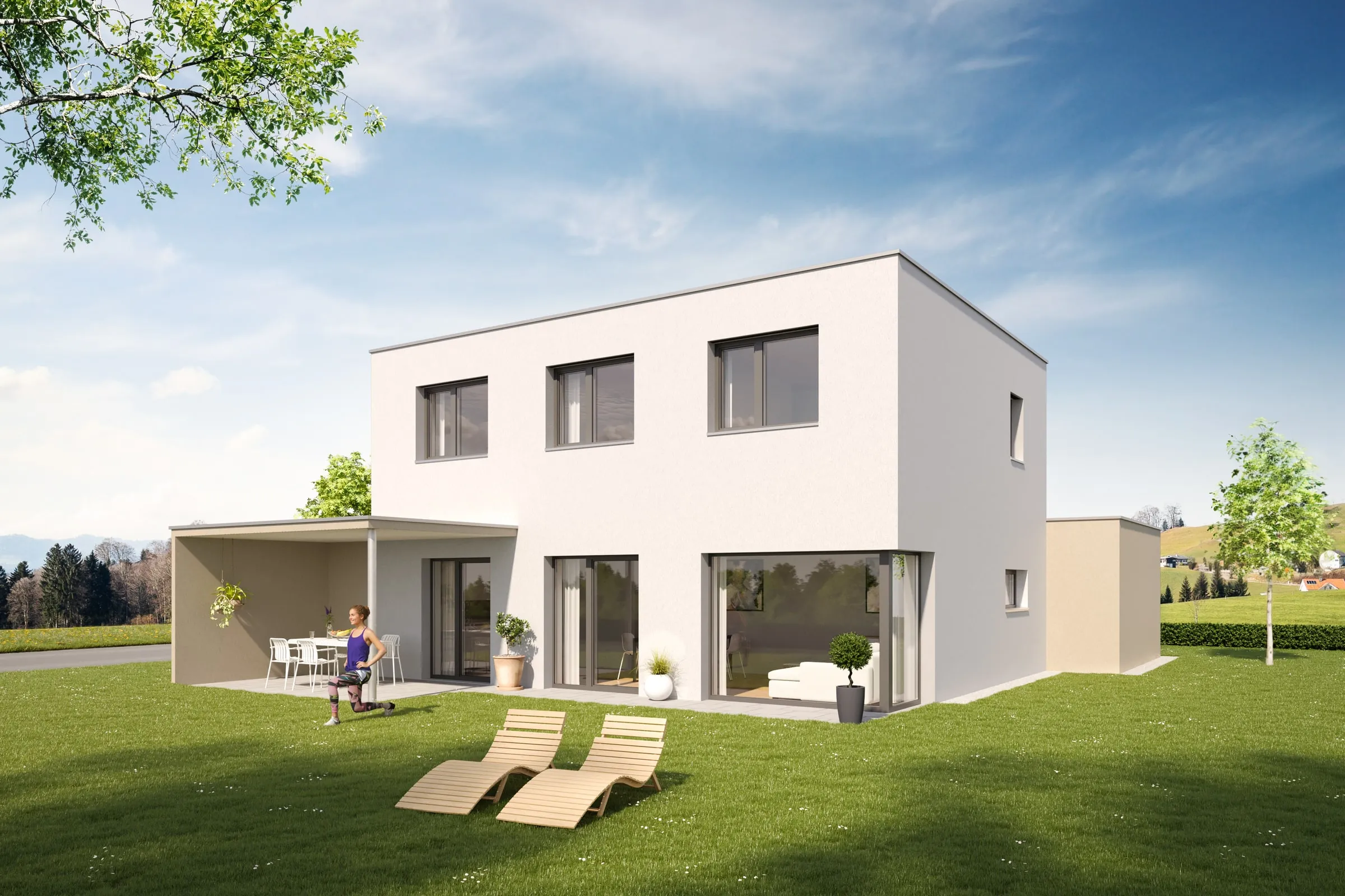 Außenvisualisierung Einfamilienhaus für Bau Summer Ansicht 7