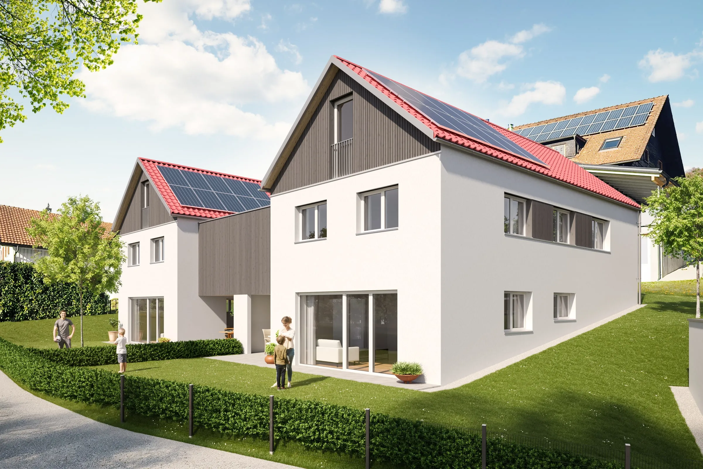 Architekturvisualisierung Wohnhaus Fraxern, Vorarlberg — für Hefel Wohnbau