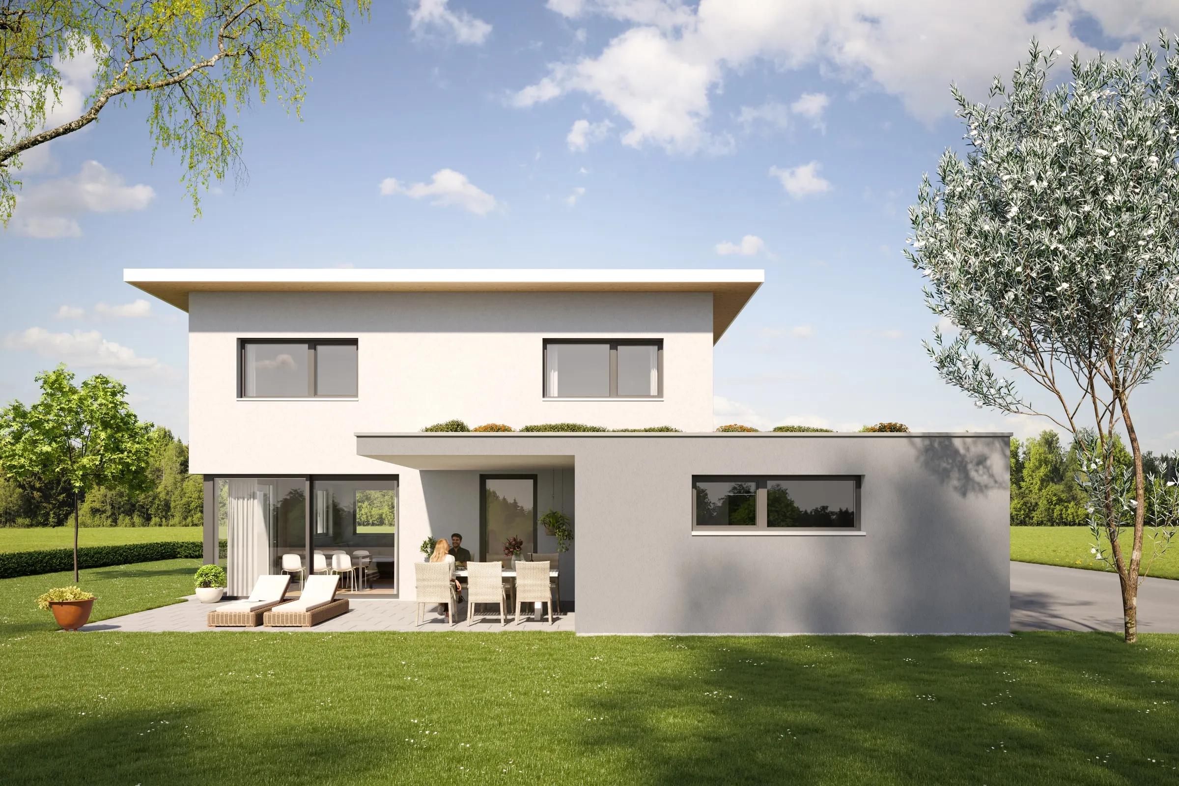 Außenvisualisierung Einfamilienhaus für Bau Summer Ansicht 4