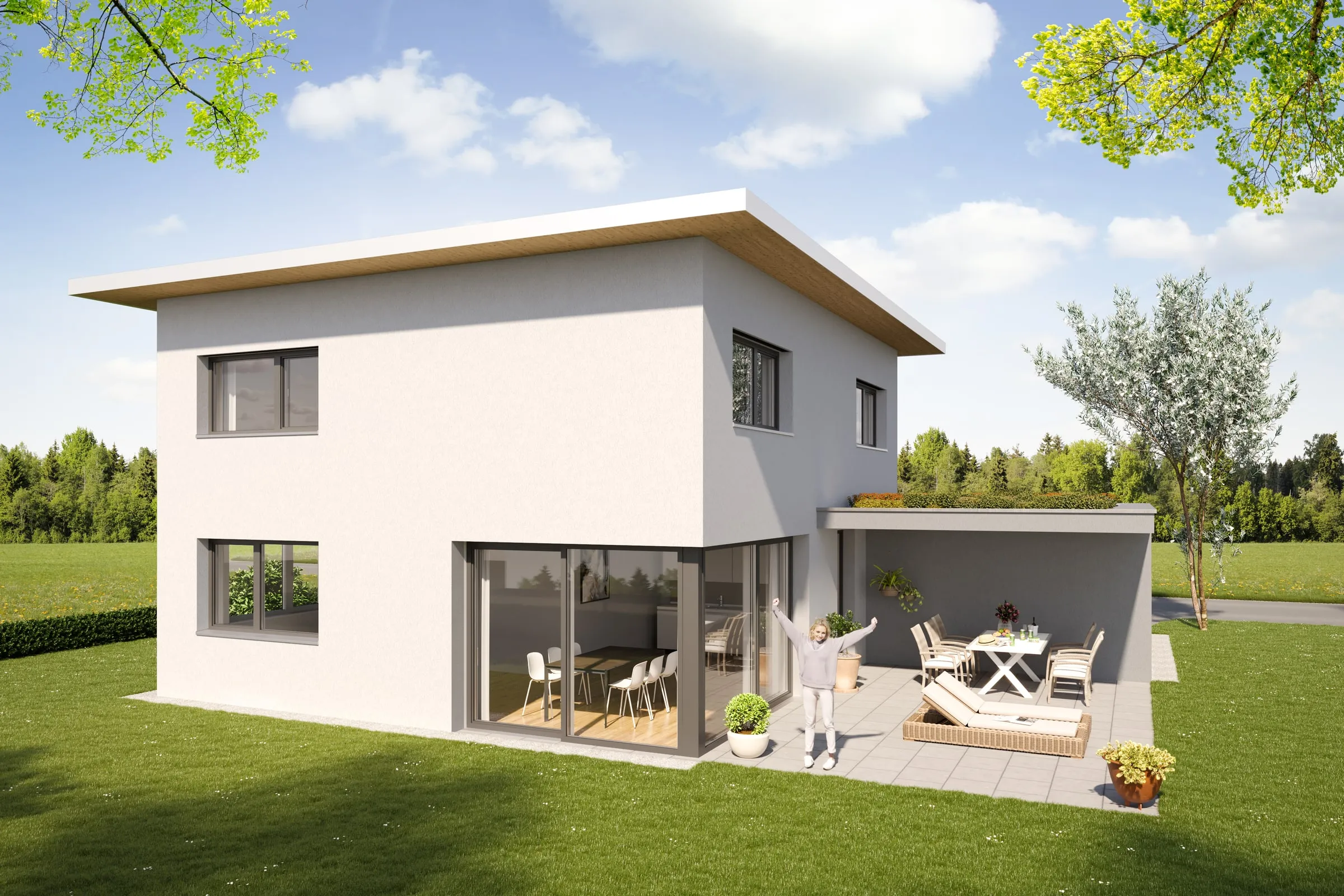 Außenvisualisierung Einfamilienhaus für Bau Summer Ansicht 5
