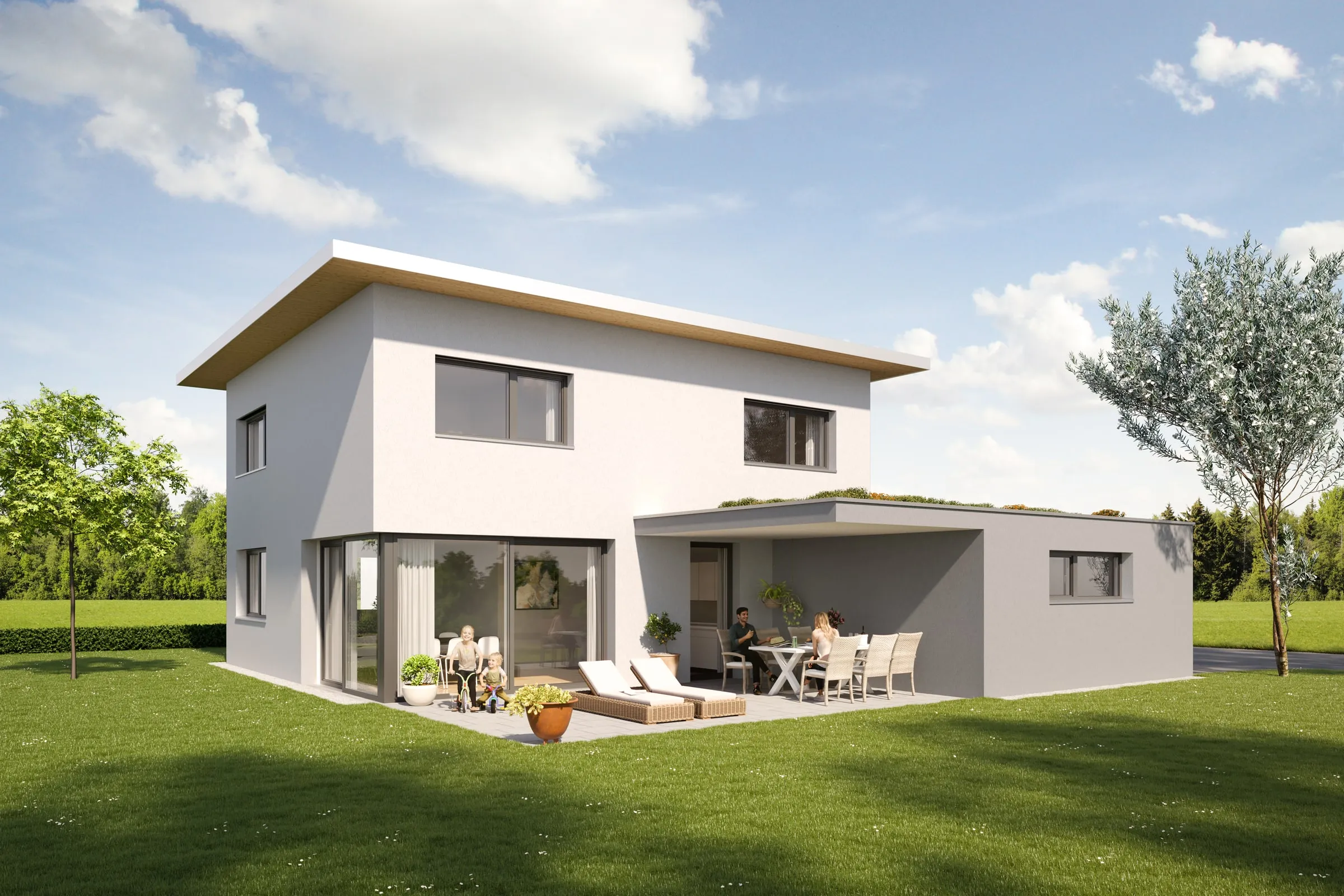 Außenvisualisierung Einfamilienhaus für Bau Summer Ansicht 6
