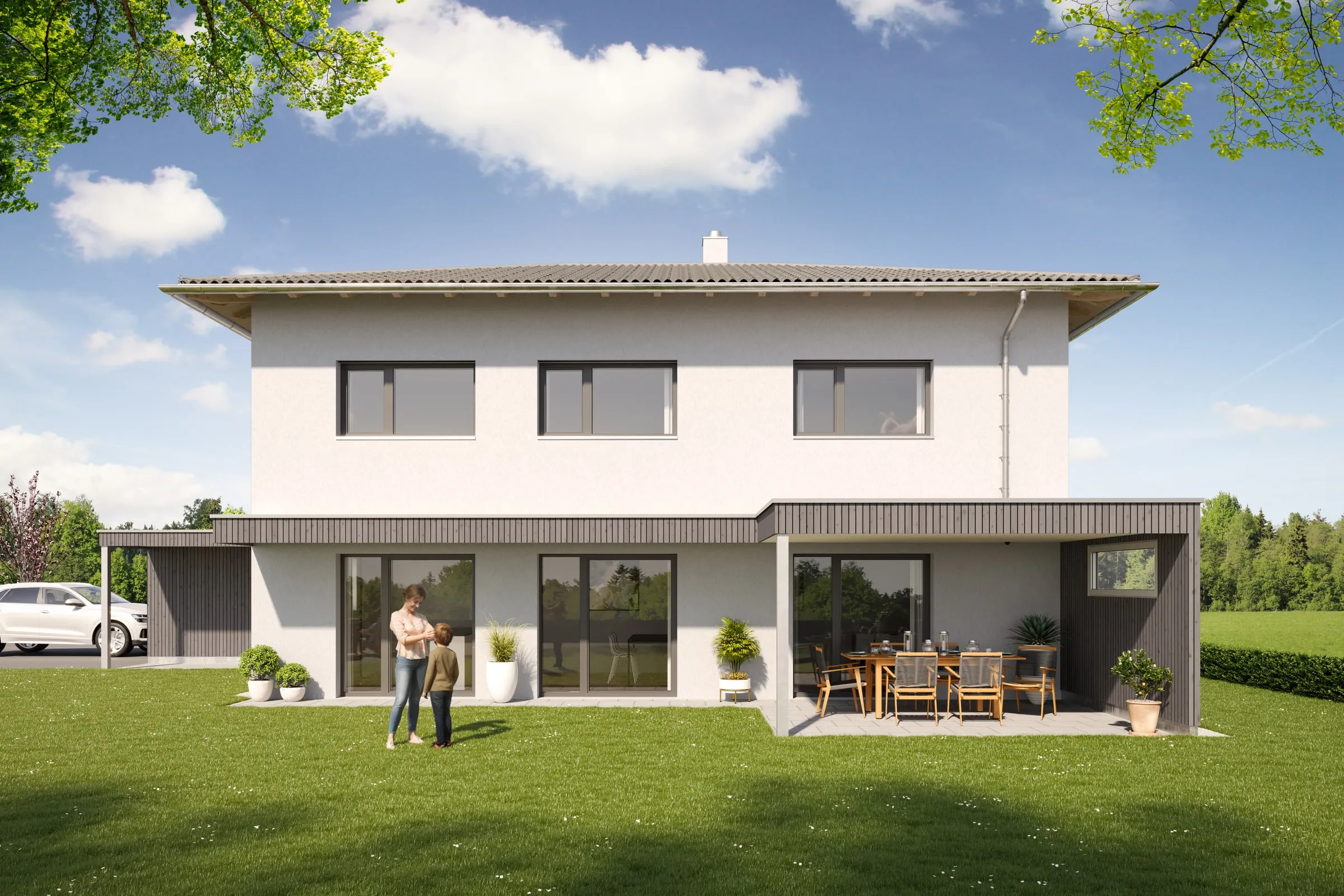 Architekturvisualisierung Einfamilienhaus, Vorarlberg — für Bau Summer