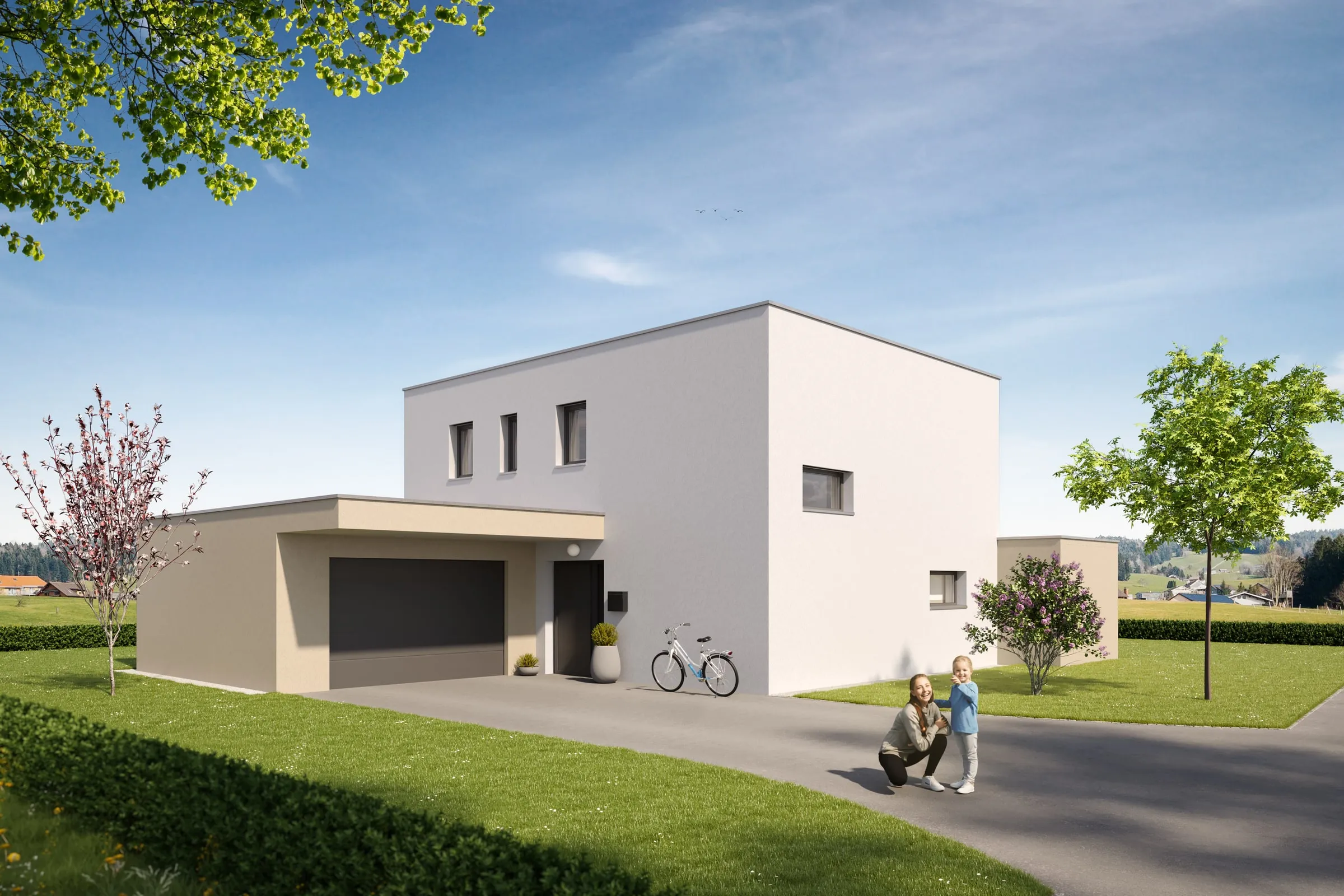 Außenvisualisierung Einfamilienhaus für Bau Summer Ansicht 9