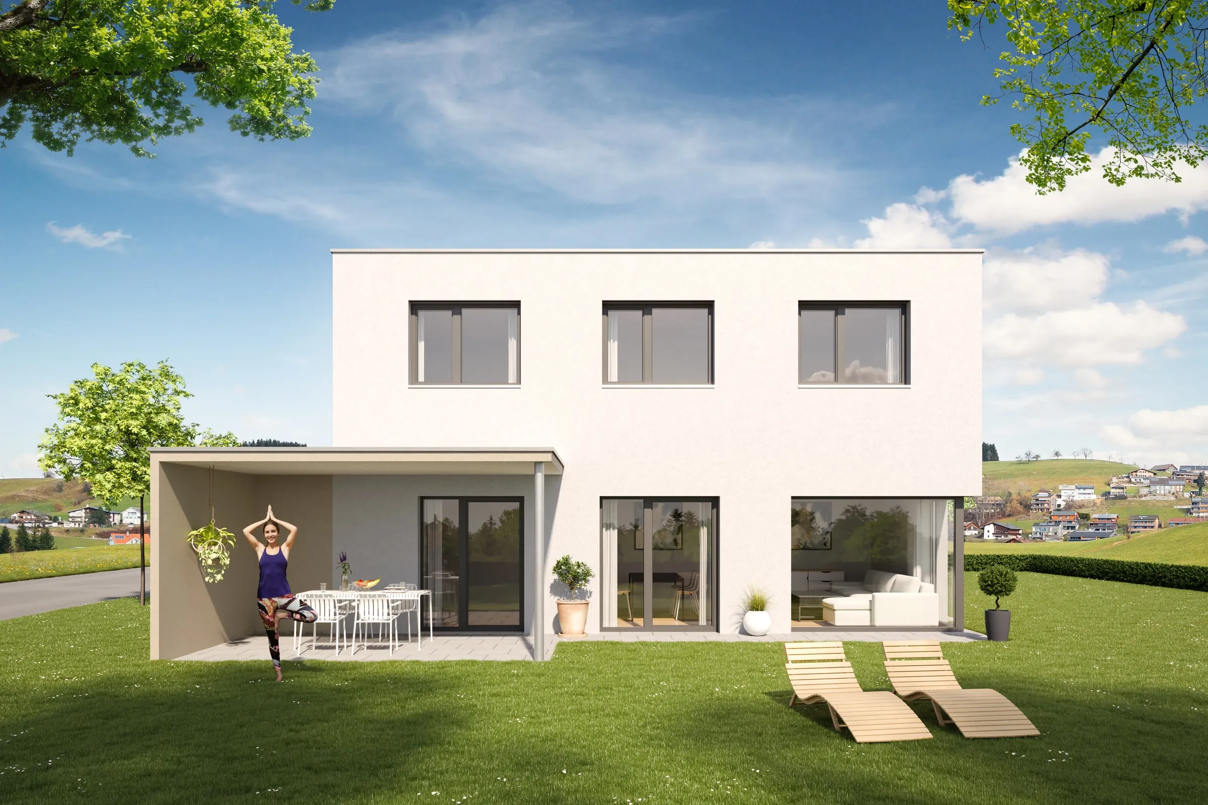 Außenvisualisierung Einfamilienhaus für Bau Summer Ansicht 8