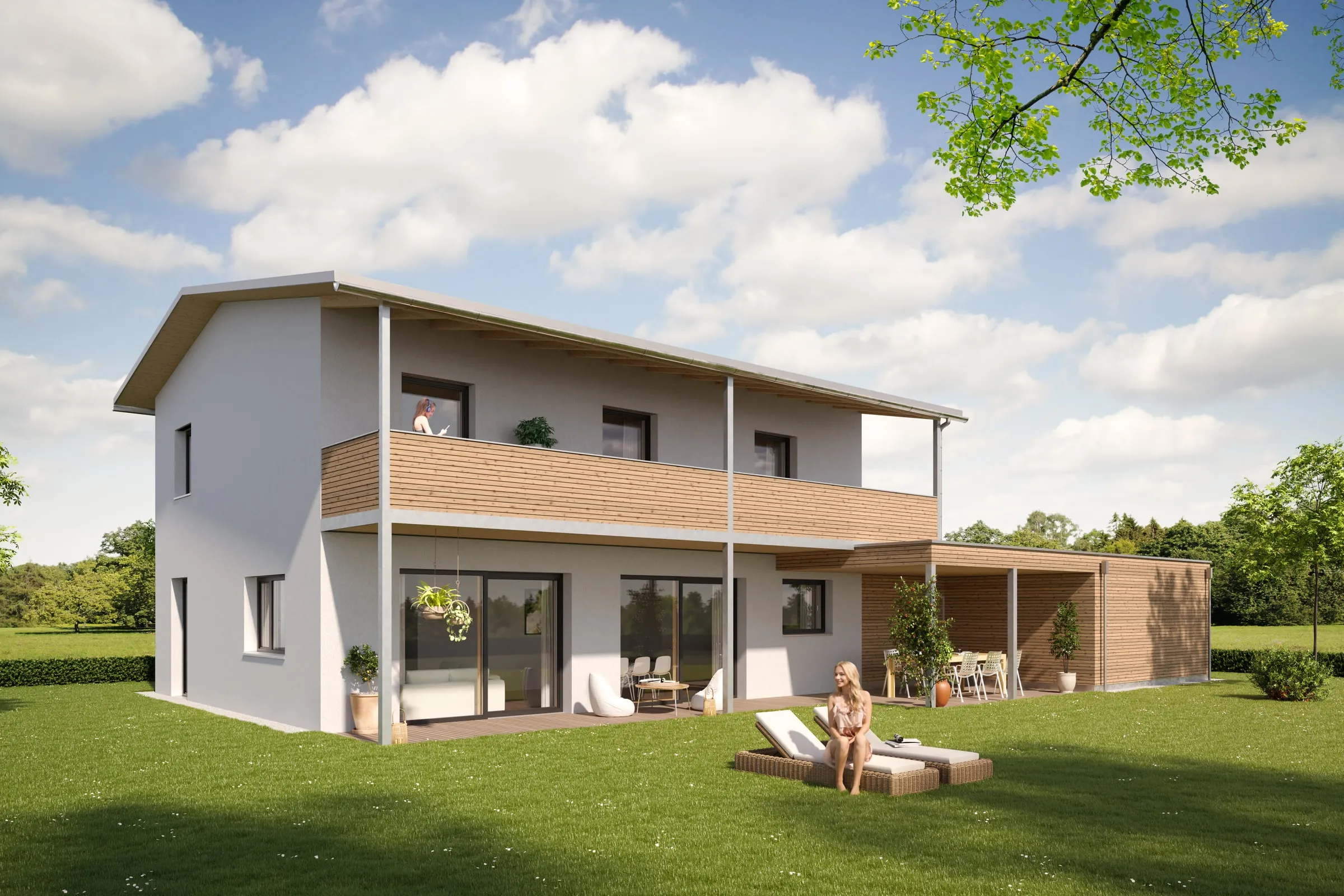 Außenvisualisierung Einfamilienhaus für Bau Summer Ansicht 11